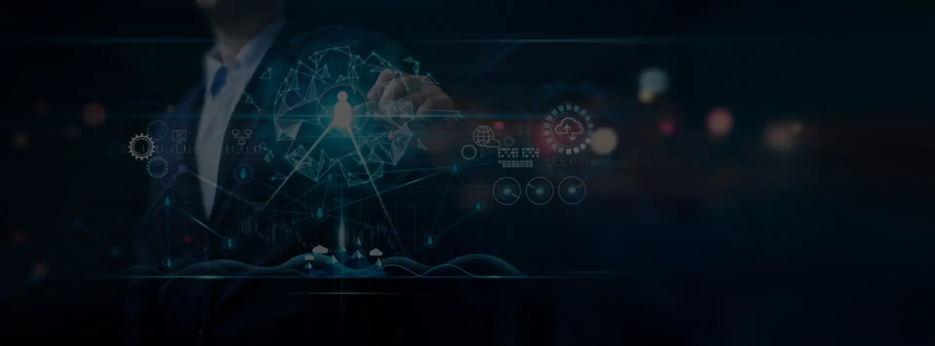 businessman touch global business customer networking data exchanges digital marketing copy